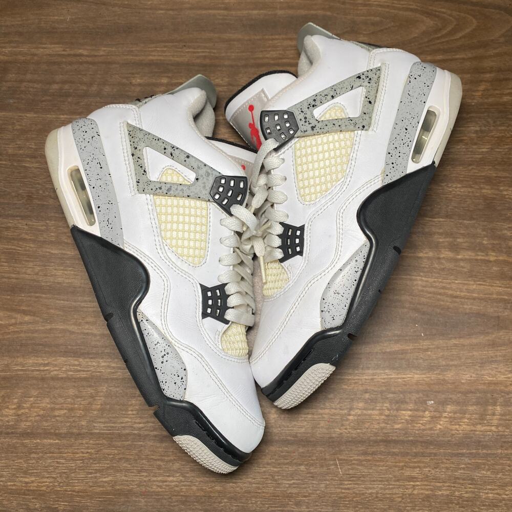 Mens Air Jordan 4 Retro OG White Cement Size 8 Basketball Shoes (840606-192)